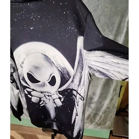 Nightmare Before Christmas Pull over Hoodie Size 2XL-3XL Skeleton Halloween EUC - Picture 5 of 10